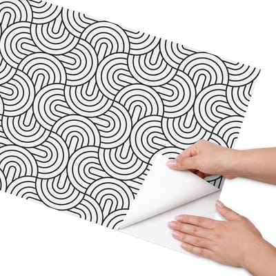 Coloray Meubel Wrap Folie - Zwart-wit Meubelfolie - 50x100 cm - Plakfolie Meubels Geometrische patronen - Decoratiefolie Zelfklevend - Minimalist Meubelfolie - Meubelfolie Zelfklevend - Badkamer decoratie - Achtergronden en patronen