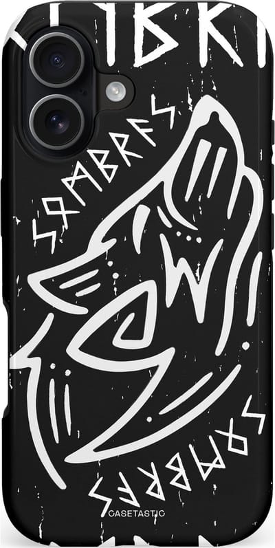 Casetastic hoesje geschikt voor Apple iPhone 17 - MagSafe - Dubbellaagse bescherming - Wolvenkreet - Fashion Case - Zwart Grijs Wit