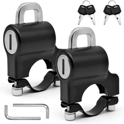 Motorhelm slot - Anti-diefstal slot - Helm Beveiligen - Aluminiumlegering - 2 stuks - Zwart