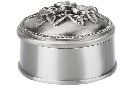 Dailygoods- Sieradenbox Uniek Ontwerp - Vintage Bloem Motief - Zinklegering - Zacht Binnenvoertje - Geschikt voor Huwelijksringen - Elegant Metalen Glans - Ringdoos