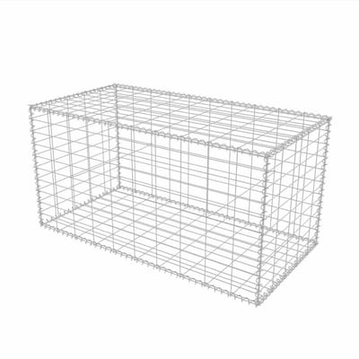 Schanskorf met Deksels - 100 x 50 x 50 cm - Verzinkt Staal - Roestbestendige Steenkorf voor Tuinafscheiding en Keermuur - Maaswijdte 10x5 cm - Stabiele Draadkorf voor Landschapsontwerp - Zilver