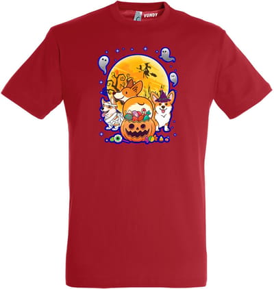 T-shirt Halloween Hondjes | Halloween kostuum kind dames heren | verkleedkleren meisje jongen | Rood | maat XS