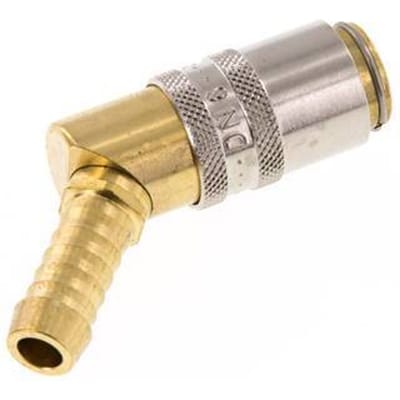 Messing DN 6 Tempereerkoppeling Snelkoppeling 9 mm Slangpilaar Loskoppelbeveiliging 45-deg