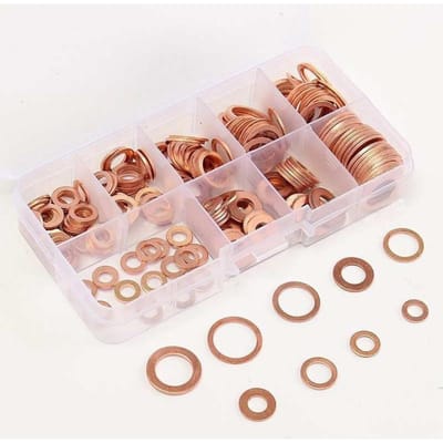 Kit d'assortiment de joints d'étanchéité en cuivre, 200 pièces, écrous et boulons, bague plate, avec boîte M5-M14