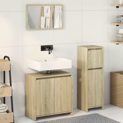 vidaXL - 3-delige - Badkamermeubelset - bewerkt - hout - sonoma - eikenkleurig