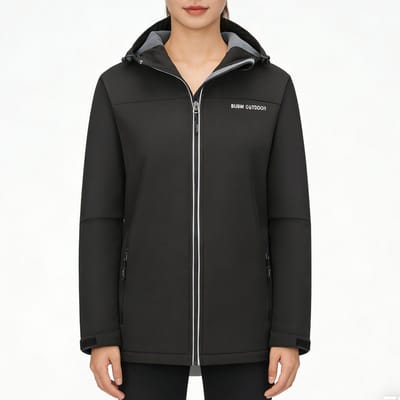 BUBW® Windjack Dames - Outdoorjas - Lichtgewicht - Ademend - Warme Fleece Voering - Met Capuchon - Zwart - Maat S