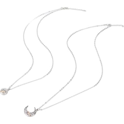 2 stuks Koppel Ketting Legering Verstelbaar Zon Maan Magnetische Zuiging Bijpassende Ketting voor Geliefden Beste Vrienden white