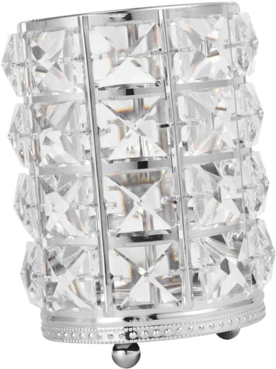 Cosmetica Houder - Make-up Organizer - Bureau Organisatie - Holle Kristal Decoratie - 12 x 9 x 9 cm - Zilver