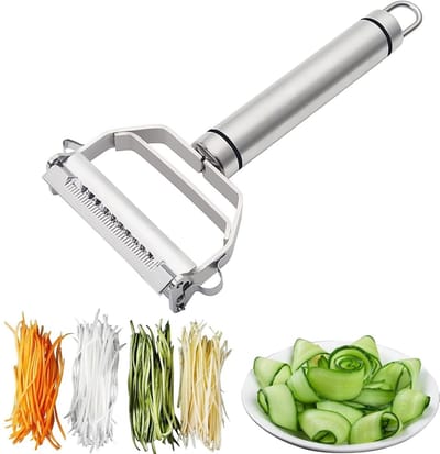 EXCITAT Rasp - Groenterasp - Courgetterasp - Breed mes - Roestvrij staal - Eén stuk - Zilver