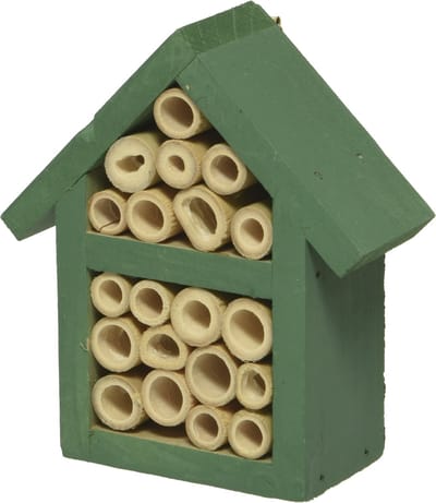 Klein groen vlinderhuis/bijenhuis/wespenhotel voor insecten 11 cm - Tuindecoratie - Diervriendelijk - Hotel/huisje voor insecten - Bijenhuis/vlinderhuis/lieveheersbeestjehuis