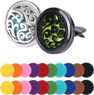 Aromatherapie auto diffuser set met 20 wasbare pads, luchtverfrisser voor auto, geurverspreider en ventilatieclip, ideaal voor een frisse interieurgeur