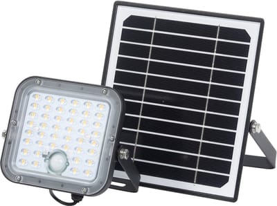 OSRAM LED solar buitenlamp Endura Outdoor zwart met schijnwerper en zonnepaneel, 5 m lange kabel, met afstandsbediening en PIR-bewegingsmelder, 10 W, 1400 lm, 840, 4000 K lichtkleur, EEK A
