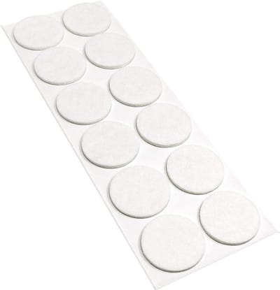 Adsamm® / 12 x zelfklevende viltglijders/Wit/ø 34 mm/Rond/Meubelviltglijders met een dikte van 3,5 mm/Meubel- en vloerbescherming