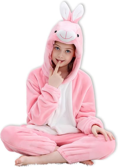 BoefieBoef Dieren Onesie Verkleedkleding Kinderen 10-14 jaar – Comfortabele Kostuum Pyjama – Maat 140 tot 160 – Dierenpak voor Jongens en Meisjes – Feest, Carnaval of Dierenpak - Verkleedkleding - Kerst, Dierenpak - of Verjaardag Cadeau - Konijn Roze
