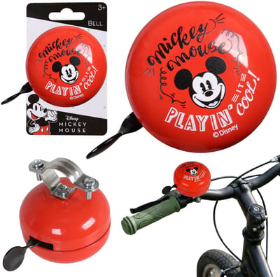 DISNEY Mickey Mouse Rode metalen fietsbel voor op het stuur voor kinderen, RETRO 6 cm