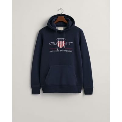 Gant Trui Archive Shield Embroidery Hoodie Avond Blauw / male
