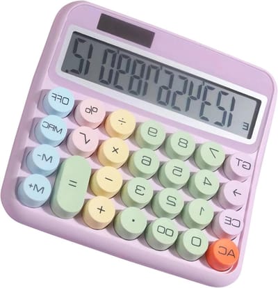 Bureaucalculator - Optelmachine - Zakelijke taken - Grote toetsen - 12 cijfers - Paars