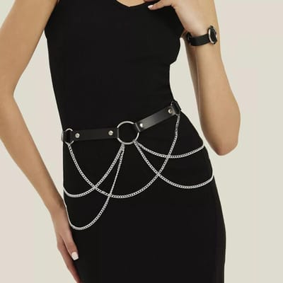 Damesmode Ketting Buikriem Harness Jarretel Taille Korset Riem Leer Harness Taille Dij Harness Gotische Kleding Accessoire beige