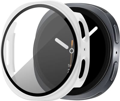 Bandz PC hard case hoesje met screenprotector - geschikt voor Samsung Galaxy Watch 9/8 - 40mm - beschermhoes van hard plastic - full cover (wit)