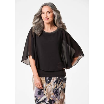 Blouseshirt met wijde chiffonmouwen - zwart - Gr. 38 van Goldner Fashion