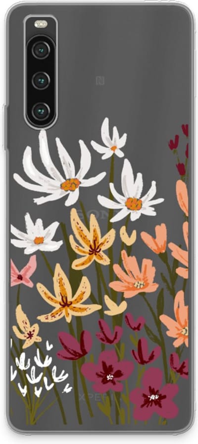 Case Company® - Hoesje geschikt voor Sony Xperia 10 IV hoesje - Painted wildflowers - Soft Cover Telefoonhoesje - Bescherming aan alle Kanten en Schermrand