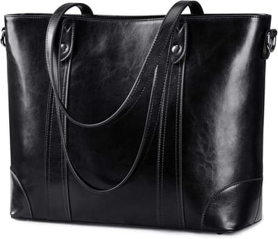 Dames schoudertas 15,6 inch laptoptas grote lederen shopper werktas schoudertas handtas met gevoerd laptopvak