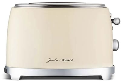 Homend x Jumbo 1526H - Vintage Broodrooster – 2 Sneetjes – 850W – Crème – RVS