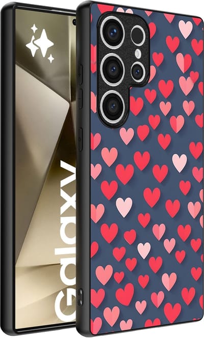 Smartphonica Telefoonhoesje Geschikt voor Samsung Galaxy S24 Ultra met Roze en Rode Hartjes Opdruk - TPU Backcover Case With Rosé and Red Heart Design geschikt voor Samsung Galaxy S24 Ultra
