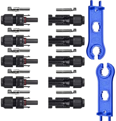 Zonnepaneel Connectoren - Zonnekabel Stekkers - Energie Opwekken - IP67 Waterdicht - 10 stuks - Zwart