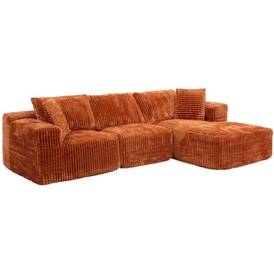 Eazy Living Ribstof 3-zitsbank Milo Oranje