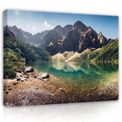 WALLARENA - Canvas schilderij - 100x70 cm - Berglandschap met meer