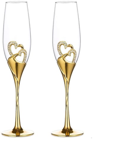 Allecto - Creatieve Champagneglazen Set - Hartvormig Ontwerp - Handgemaakt Glas - Bruiloft Cadeau - Perfect voor Verloving en Jubileum