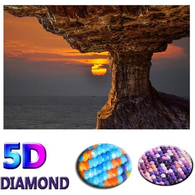 DIY 5D Diamond schilderij zonlicht landschap kruissteek diamant borduurwerk 20X30CM black