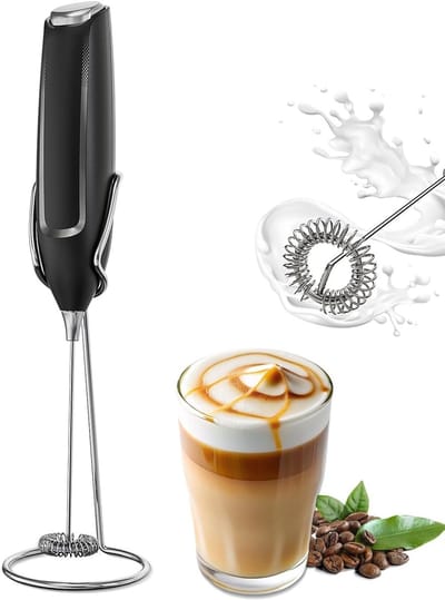 Melkopschuimer - Melkopschuimers - Melkopschuimer handmatig - Elektrische melkopschuimer - Melkopschuimer met standaard - Werkende drankmixer met roestvrijstalen garde en standaard - Voor koffie/cappuccino
