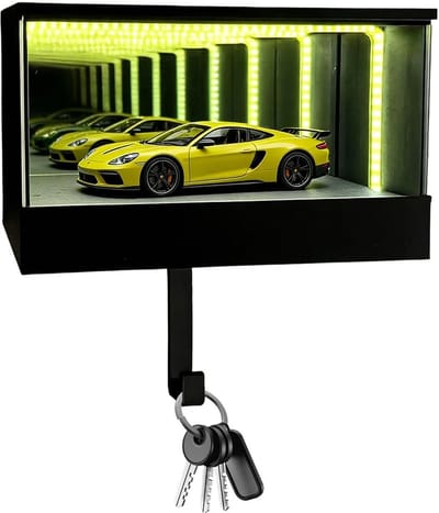 Dailygoods - Lichtgevende Infinity garage sleutelhanger, autosleutel, wandhouder met led, garage-autosleutel-display met spiegel-diepillusie, automan, kerstcadeaus voor mannen