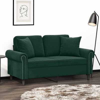 vidaXL - Tweezitsbank - met - sierkussens - 120 - cm - fluweel - donkergroen