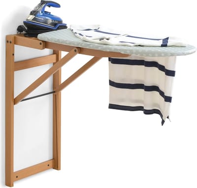 Wand Strijkplank - Opklapbaar Strijkstation - Ruimte Besparen - Massief Houten Frame - 108 x 40 cm - Kersen