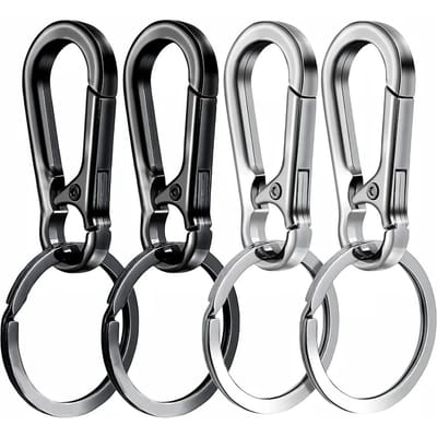 4 Stuks Karabijnhaak Sleutelhanger Metalen Sleutelring Sleutelhouder Clip Haak Organizer voor Autosleutels Zoeker Duurzame Buitenuitrusting Accessoires 4PCS gray