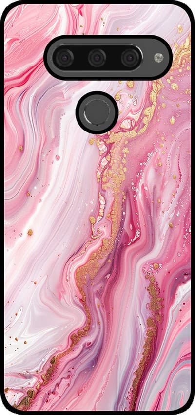 Smartphonica Telefoonhoesje Geschikt voor LG V40 met marmer opdruk - TPU backcover case marble design - Roze geschikt voor LG V40