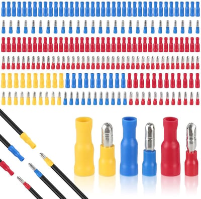 SnelShoppen - 220pcs Ronde Connectors, 110Pcs Ronde Stekkers en 110Pcs Compressie Connectors voor Kabels 0.5-6.0mm², Kleurcodering voor Auto en Motor