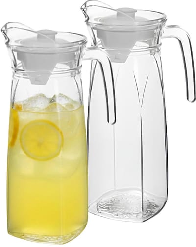 Alessandro Waterkan met deksel - 2x - 1.35 Liter - glas - schenkkan - waterkaraf - Limonadekan
