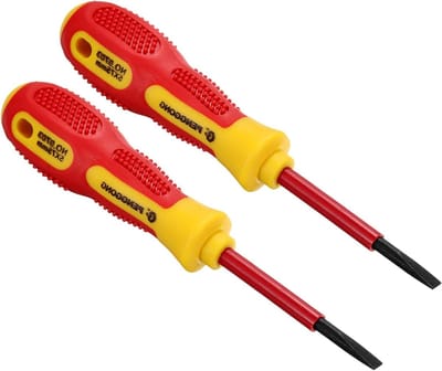 Geïsoleerde Schroevendraaiers - Platte Kop - Elektrisch Werk - 1000 Volt Bescherming - 5x75 mm - Rood