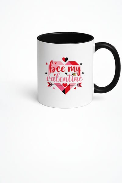 Valentijn Mok 'Bee My Valentine' met Hartjes en Bij - Uniek Liefde Cadeau