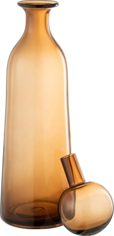 J-Line decoratie Fles + Stop Effen Hoog - glas - bruin - large