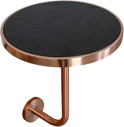 Ronde bijzettafel - Nachtkastje bank - Kamer decoratie - Wandmontage - Compact formaat - Zwart