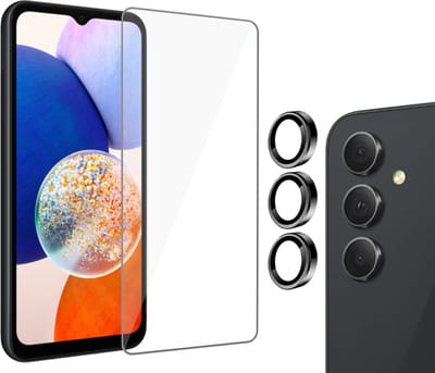 Geschikt voor Samsung A14 Screenprotector + Beschermglas Geschikt voor Samsung A14 Camera Lens