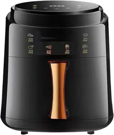 Small Airfryer Compact Airfryer Oven 30 minutes timer and adjustable temperature control for healthy oil-free cooking 1500W White Black.(Black) (Black 8L) Stabilize