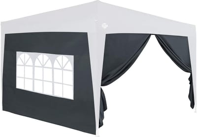 Zijwanden voor Partytent 3x2m - Waterafstotend Tuinpaviljoen met Rits en Driedelig Raam - Antraciet