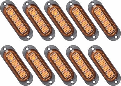 10x LED Zijmarkeringslampen 12V/24V voor Trailer, Vrachtwagen en Caravan (Geel)