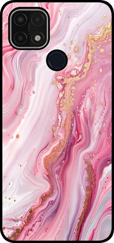 Smartphonica Telefoonhoesje Geschikt voor Oppo A15 / A15s met marmer opdruk - TPU backcover case marble design - Roze geschikt voor Oppo A15;Oppo A15s